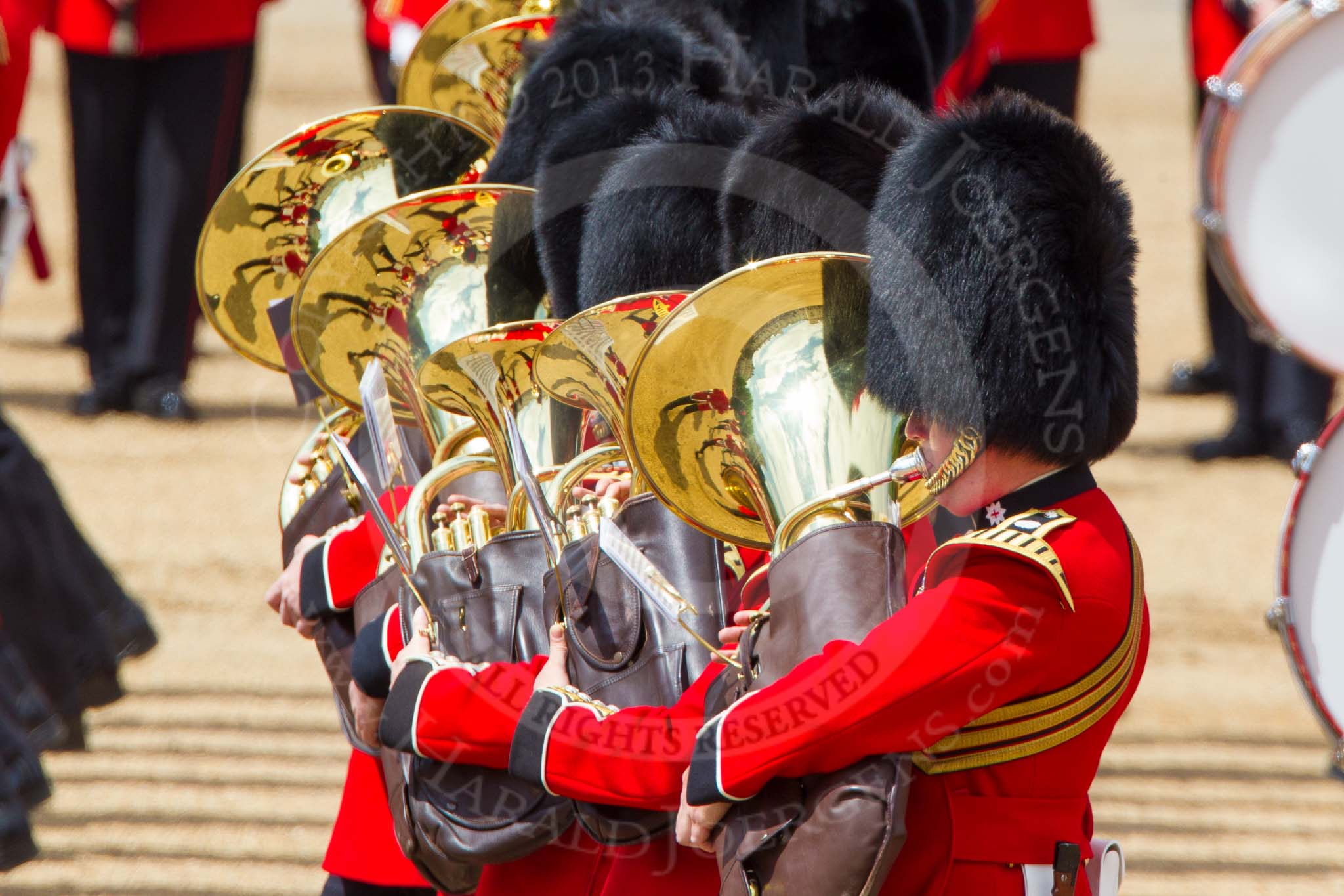 The Colonel's Review 2013: Tthe Massed Bands as they are playing the Grenadiers Slow March..
Horse Guards Parade, Westminster,
London SW1,

United Kingdom,
on 08 June 2013 at 11:23, image #563