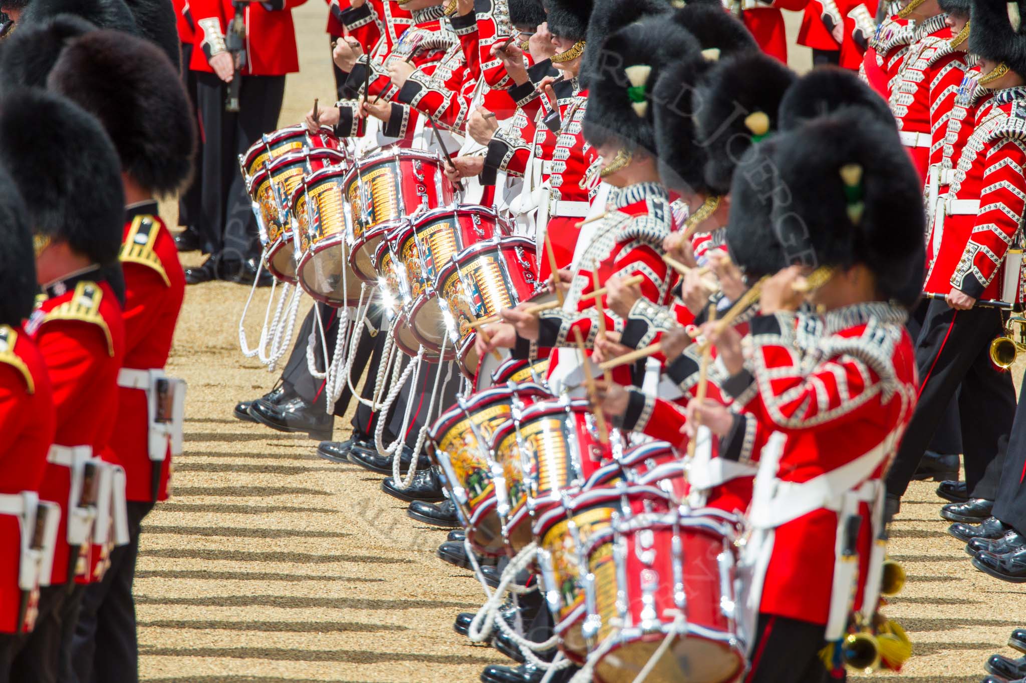 The Colonel's Review 2013: Tthe Massed Bands as they are playing the Grenadiers Slow March..
Horse Guards Parade, Westminster,
London SW1,

United Kingdom,
on 08 June 2013 at 11:24, image #566