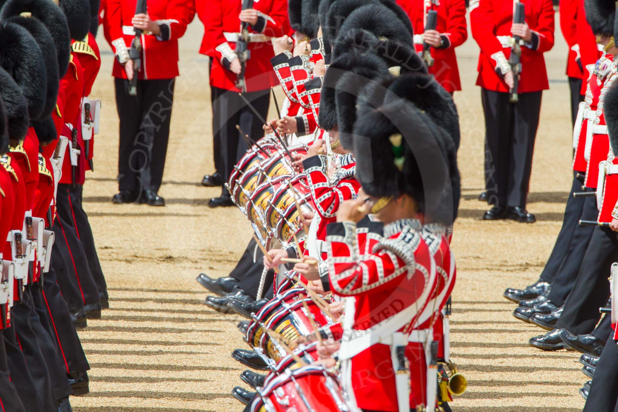 The Colonel's Review 2013: Tthe Massed Bands as they are playing the Grenadiers Slow March..
Horse Guards Parade, Westminster,
London SW1,

United Kingdom,
on 08 June 2013 at 11:24, image #567