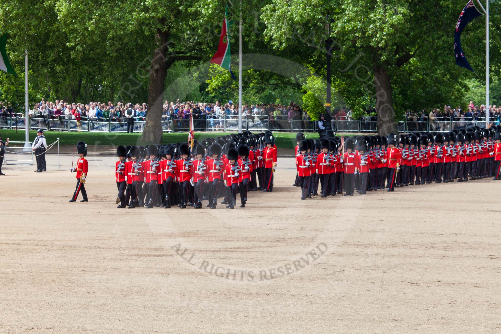 Photo 1306081130225D28271HaraldJoergens The Colonel's Review 2013: The March Past in Slow Time - Field Officer and Major of the Parade leading the six guards around Horse Guards Parade..
Horse Guards Parade, Westminster,
London SW1,
United Kingdom,
on 08 June 2013 at 11:30, image #612