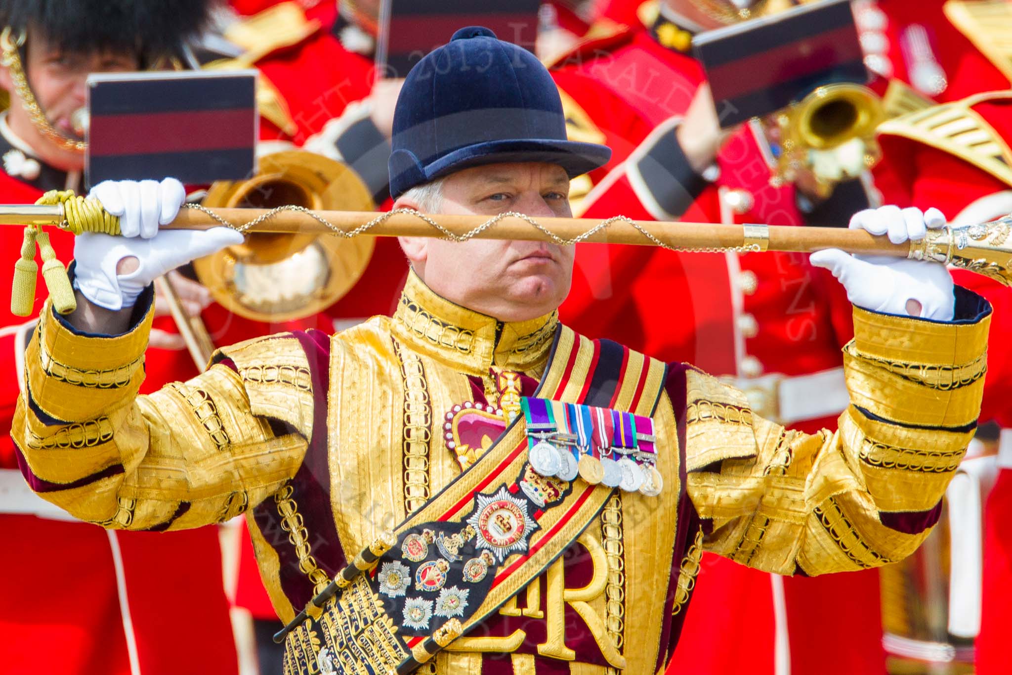 The Colonel's Review 2013: A close-up view of Drum Major Stephen Staite, Grenadier Guards..
Horse Guards Parade, Westminster,
London SW1,

United Kingdom,
on 08 June 2013 at 11:36, image #650