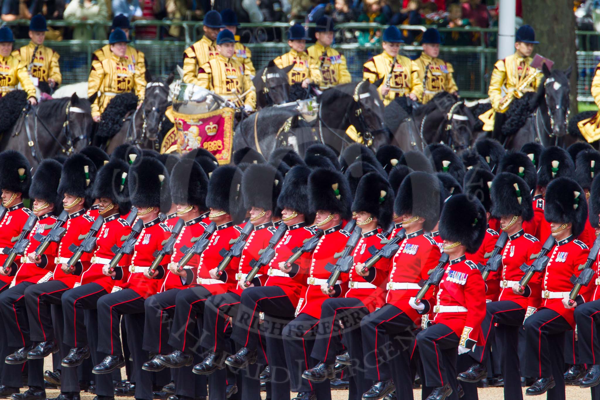 The Colonel's Review 2013: Welsh Guards as they change pace from slow march to quick march..
Horse Guards Parade, Westminster,
London SW1,

United Kingdom,
on 08 June 2013 at 11:39, image #671