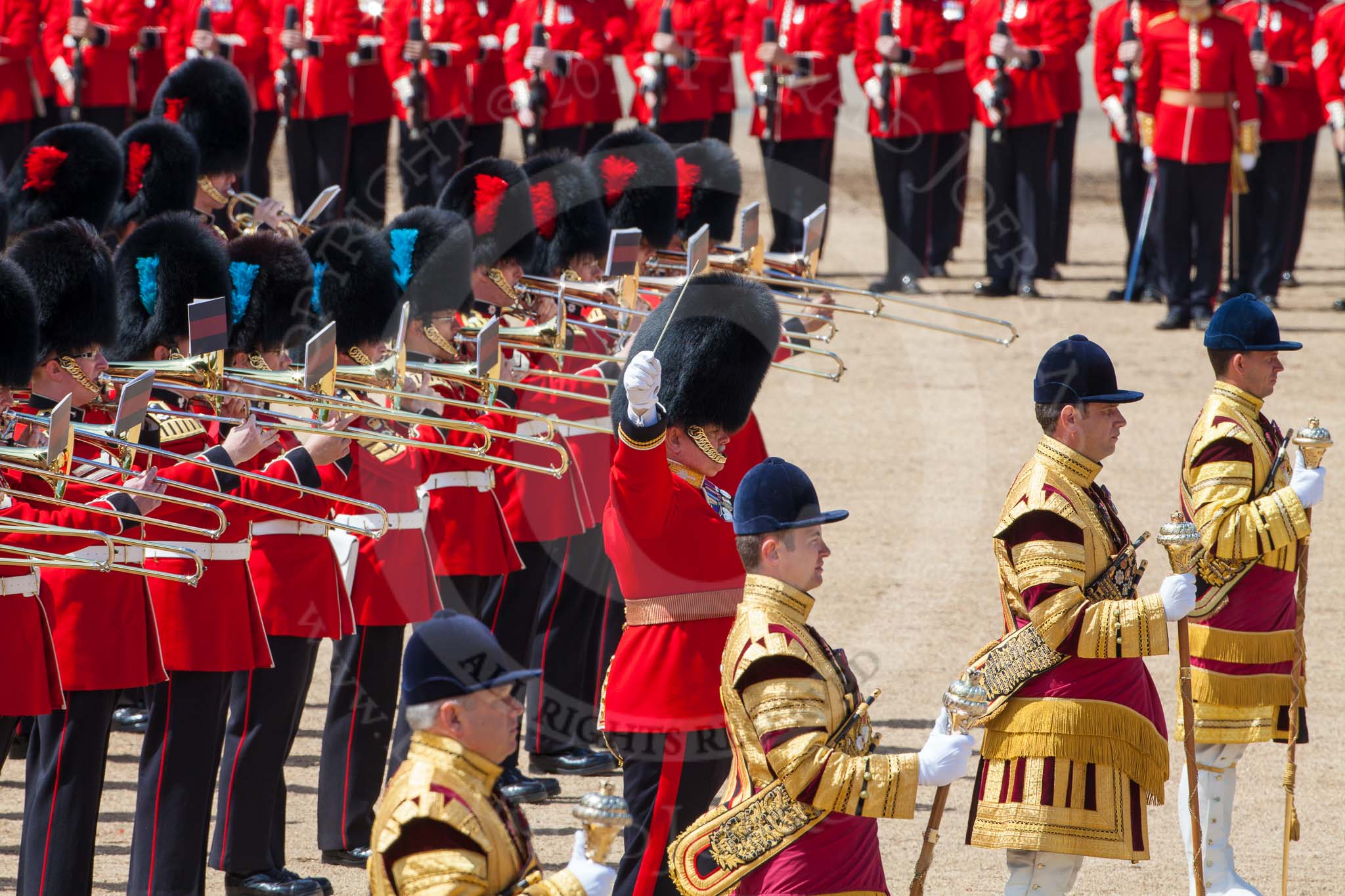 The Colonel's Review 2013: The Senior Director of Music, Lieutenant Colonel S C Barnwell, Welsh Guards, conducting..
Horse Guards Parade, Westminster,
London SW1,

United Kingdom,
on 08 June 2013 at 12:01, image #800