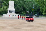 The Colonel's Review 2013: The 'Keepers of the Ground', guardsmen bearing marker flags for their respective regiments, turning towards Horse Guards Parade at the Guards Memorial..
Horse Guards Parade, Westminster,
London SW1,

United Kingdom,
on 08 June 2013 at 09:53, image #26