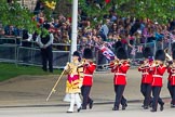 The Colonel's Review 2013: The first of the bands marching down Horse Guards Road from The Mall - the Band of the Coldstream Guards, led by Senior Drum Major Matthew Betts, Grenadier Guards..
Horse Guards Parade, Westminster,
London SW1,

United Kingdom,
on 08 June 2013 at 10:12, image #40