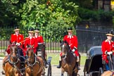 The Colonel's Review 2013: The three carriages with members of the Royal Family are turning from Horse Guards Road onto Horse Guards Parade on their way to Horse Guards Building..
Horse Guards Parade, Westminster,
London SW1,

United Kingdom,
on 08 June 2013 at 10:50, image #224