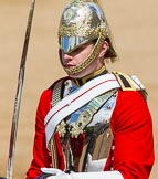 The Colonel's Review 2013: The Trooper of The Life Guards, following the Brigade Major at the head of the Royal Procession..
Horse Guards Parade, Westminster,
London SW1,

United Kingdom,
on 08 June 2013 at 10:57, image #262