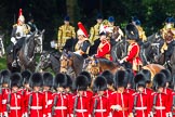 The Colonel's Review 2013: The Silver-Stick-in-Waiting, Colonel Stuart Cowen, The Blues and Royals, the Chief of Staff, Colonel Hugh Bodington, Welsh Guards, and Aide-de-Camp, Captain John James Hathaway-White, Grenadier Guards, during the Inspection of the Line..
Horse Guards Parade, Westminster,
London SW1,

United Kingdom,
on 08 June 2013 at 11:05, image #377