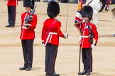 The Colonel's Review 2013: No. 1 Guard the Regimental Sergeant Major, WO1 Martin Topps, Welsh Guards saluting the Colour with his sword..
Horse Guards Parade, Westminster,
London SW1,

United Kingdom,
on 08 June 2013 at 11:19, image #500