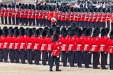 The Colonel's Review 2013: The Colour Party joins the Escort to the Colour, here Colour Sergeant, R J Heath, Welsh Guards, at the rear of the two lines of guardsmen..
Horse Guards Parade, Westminster,
London SW1,

United Kingdom,
on 08 June 2013 at 11:21, image #538