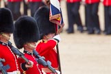 The Colonel's Review 2013: No. 1 Guard (Escort for the Colour),1st Battalion Welsh Guards during the March Past and the Ensign, Second Lieutenant Joel Dinwiddle, carrying the Colour during the March Past..
Horse Guards Parade, Westminster,
London SW1,

United Kingdom,
on 08 June 2013 at 11:33, image #626