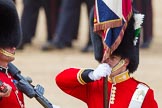 The Colonel's Review 2013: Close-up of the Ensign, Second Lieutenant Joel Dinwiddle, carrying the Colour during the March Past..
Horse Guards Parade, Westminster,
London SW1,

United Kingdom,
on 08 June 2013 at 11:33, image #629