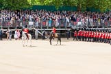 The Colonel's Review 2013: The Field Officer in Brigade Waiting, Lieutenant Colonel Dino Bossi, Welsh Guards, and the Major of the Parade, Major H G C Bettinson, Welsh Guards, leading the March Past..
Horse Guards Parade, Westminster,
London SW1,

United Kingdom,
on 08 June 2013 at 11:32, image #619