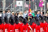 The Colonel's Review 2013: No. 1 Guard, the Escort to the Colour),1st Battalion Welsh Guards, with the Ensign carrting the Colour behind the lines of guardsmen, during the March Past..
Horse Guards Parade, Westminster,
London SW1,

United Kingdom,
on 08 June 2013 at 11:38, image #664