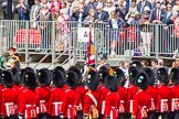 The Colonel's Review 2013: No. 1 Guard, the Escort to the Colour),1st Battalion Welsh Guards, with the Ensign carrting the Colour behind the lines of guardsmen, during the March Past..
Horse Guards Parade, Westminster,
London SW1,

United Kingdom,
on 08 June 2013 at 11:38, image #666