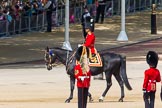 The Colonel's Review 2013: The Major of the Parade, Major H G C Bettinson, Welsh Guards, leading the guards as they change pace from slow march to quick march..
Horse Guards Parade, Westminster,
London SW1,

United Kingdom,
on 08 June 2013 at 11:38, image #667