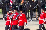 The Colonel's Review 2013: No. 1 Guard (Escort for the Colour),1st Battalion Welsh Guards, at the beginning of the March Past in Quick Time. Behind them The Blues and Royals of the Household Cavalry..
Horse Guards Parade, Westminster,
London SW1,

United Kingdom,
on 08 June 2013 at 11:40, image #678