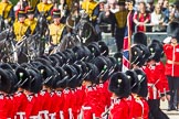 The Colonel's Review 2013: No. 1 Guard (Escort for the Colour),1st Battalion Welsh Guards, during the March Past in Quick Time. Behind them The King's Troops Royal Horse Arttillery..
Horse Guards Parade, Westminster,
London SW1,

United Kingdom,
on 08 June 2013 at 11:41, image #679