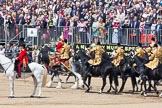 The Colonel's Review 2013: The Mounted Bands of the Household Cavalry are ready to leave, they follow the Royal Horse Artillery to march off via The Mall..
Horse Guards Parade, Westminster,
London SW1,

United Kingdom,
on 08 June 2013 at 12:02, image #804
