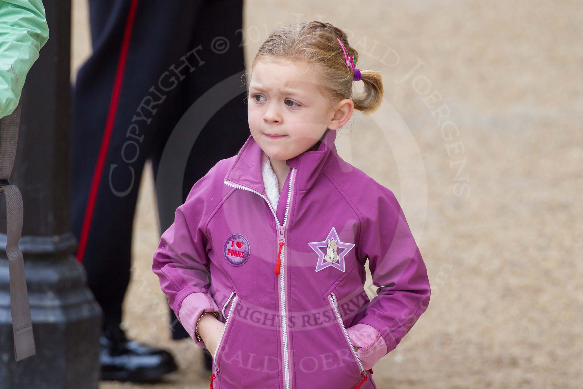 Major General's Review 2013: A very young female spectator arriving at Horse Guards Parade for the Major General's Review..
Horse Guards Parade, Westminster,
London SW1,

United Kingdom,
on 01 June 2013 at 09:16, image #3