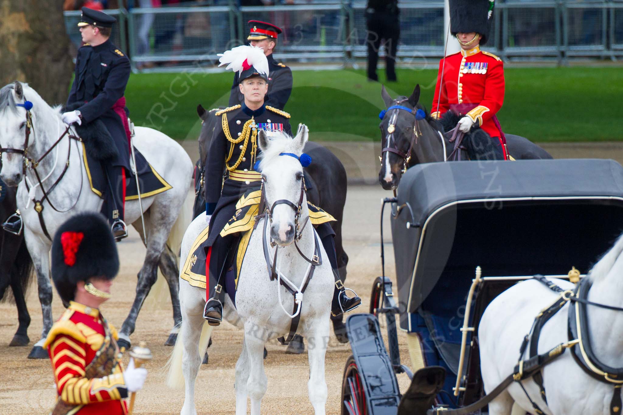Photo 1306011104591D43867HaraldJoergens Major General's Review 2013: Major General Commanding the Household Division and General Officer Commanding London District, Major George Norton, on horseback after the Inspection of the Line..
Horse Guards Parade, Westminster,
London SW1,
United Kingdom,
on 01 June 2013 at 11:05, image #302