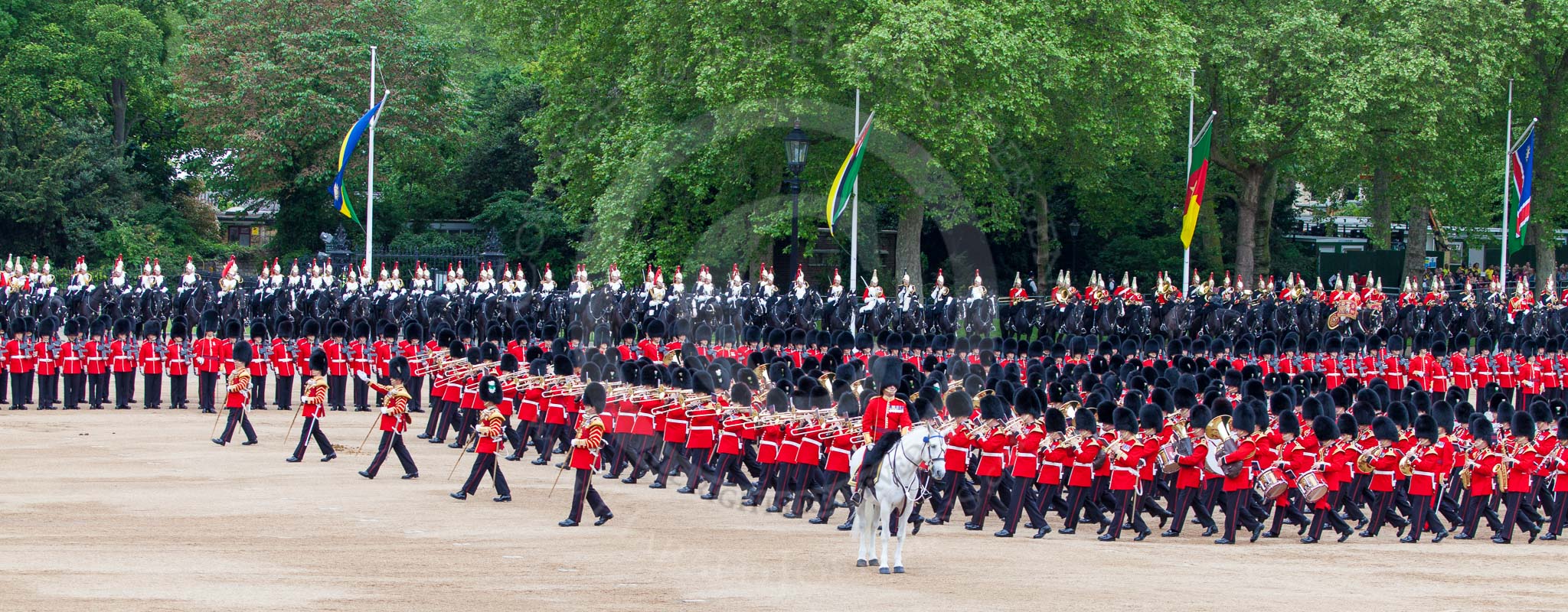 Major General's Review 2013: The Field Officer and the five Drum Majors after the Escort for the Colour has become the Escort to the Colour and the Massed Bands are performing the legendary spin wheel..
Horse Guards Parade, Westminster,
London SW1,

United Kingdom,
on 01 June 2013 at 11:22, image #414
