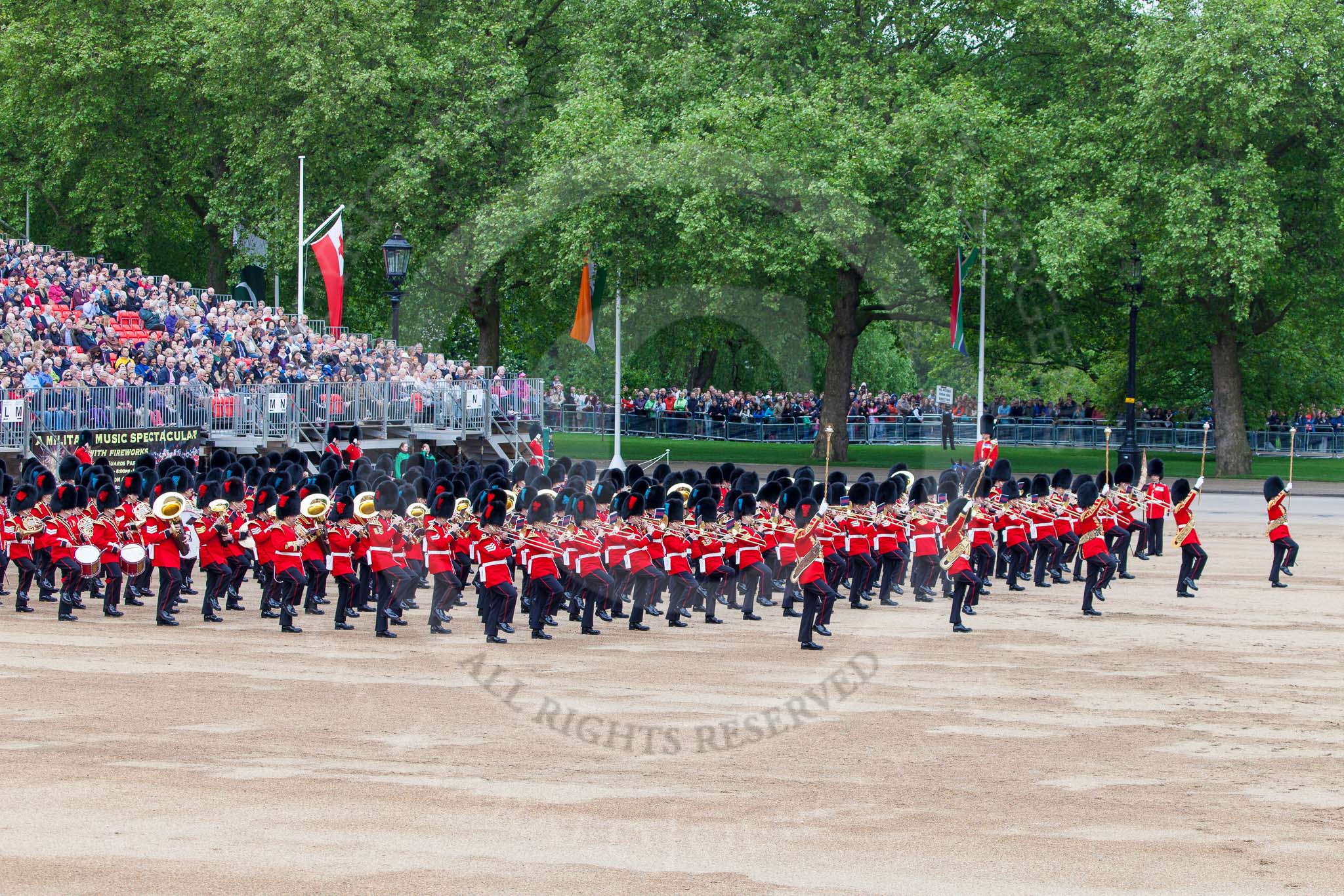 Major General's Review 2013: The Massed Bands, led by the five Drum Majors..
Horse Guards Parade, Westminster,
London SW1,

United Kingdom,
on 01 June 2013 at 11:25, image #434