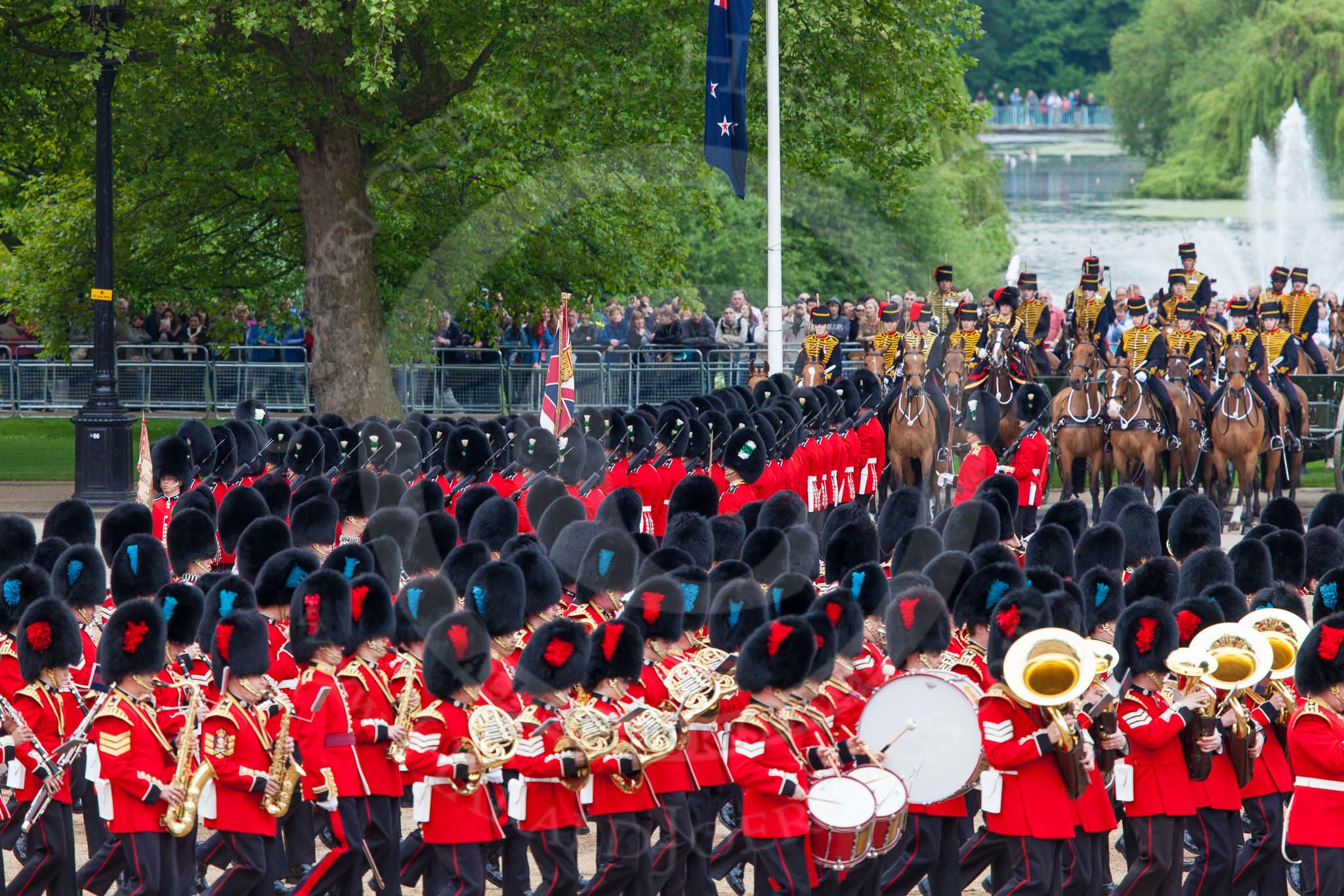 Major General's Review 2013: No. 1 Guard (Escort to the Colour),1st Battalion Welsh Guards, at the begin of the March Past..
Horse Guards Parade, Westminster,
London SW1,

United Kingdom,
on 01 June 2013 at 11:30, image #457