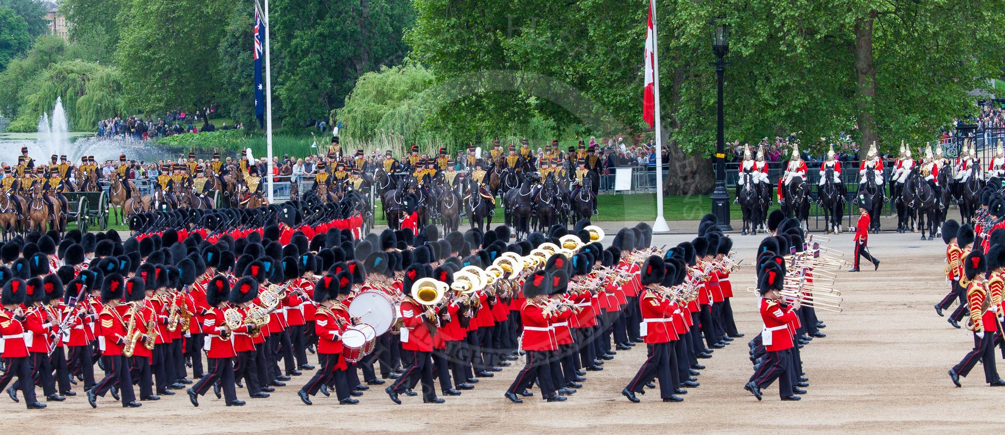 Major General's Review 2013: The Massed Bands, led by the five Drum Majors, during the March Past..
Horse Guards Parade, Westminster,
London SW1,

United Kingdom,
on 01 June 2013 at 11:30, image #459