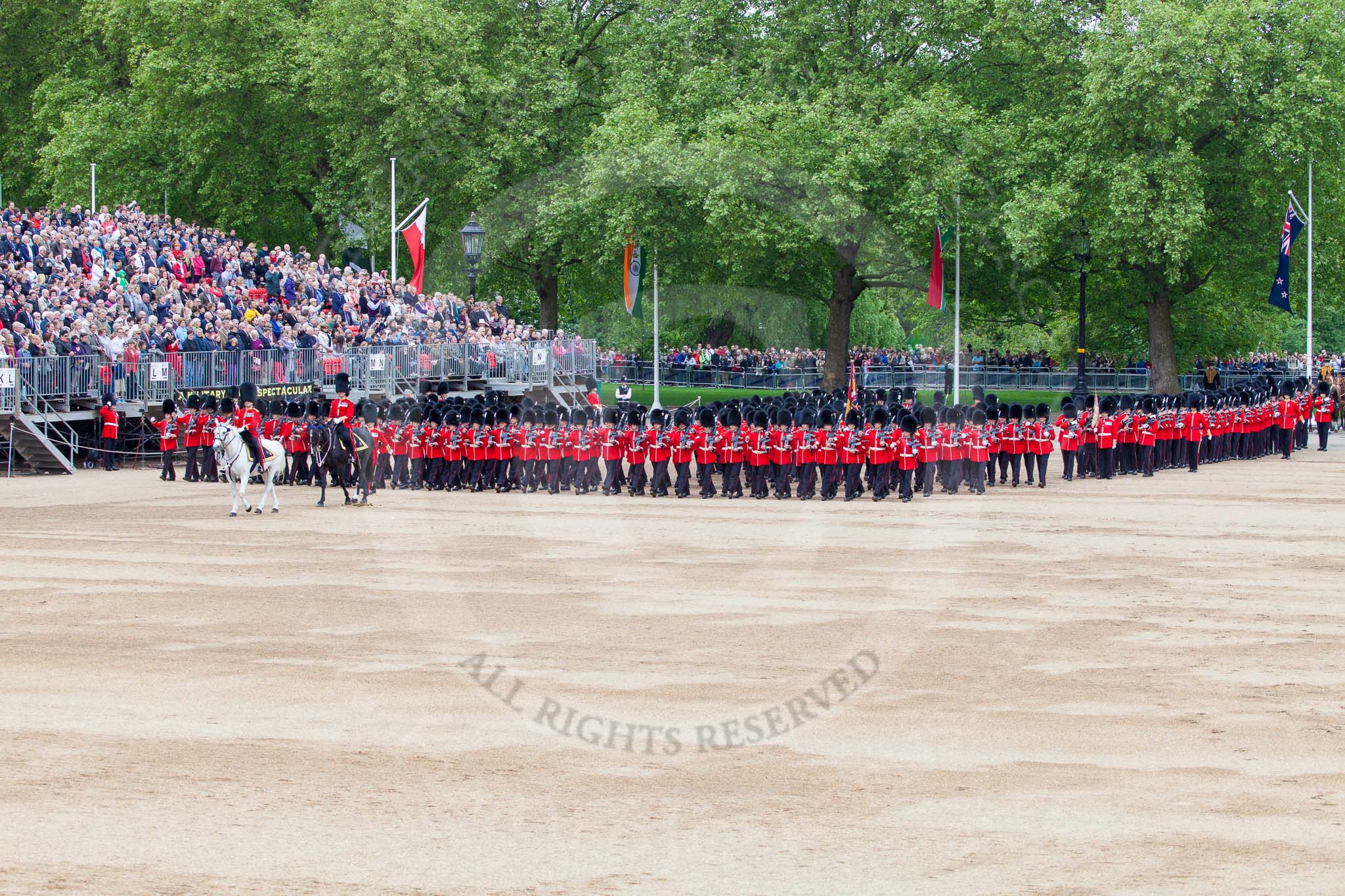 Major General's Review 2013: The March Past in Quick Time - No.1 Guard, the Escort to the Colour, following the Field Officer and the Major of the Parade..
Horse Guards Parade, Westminster,
London SW1,

United Kingdom,
on 01 June 2013 at 11:41, image #532