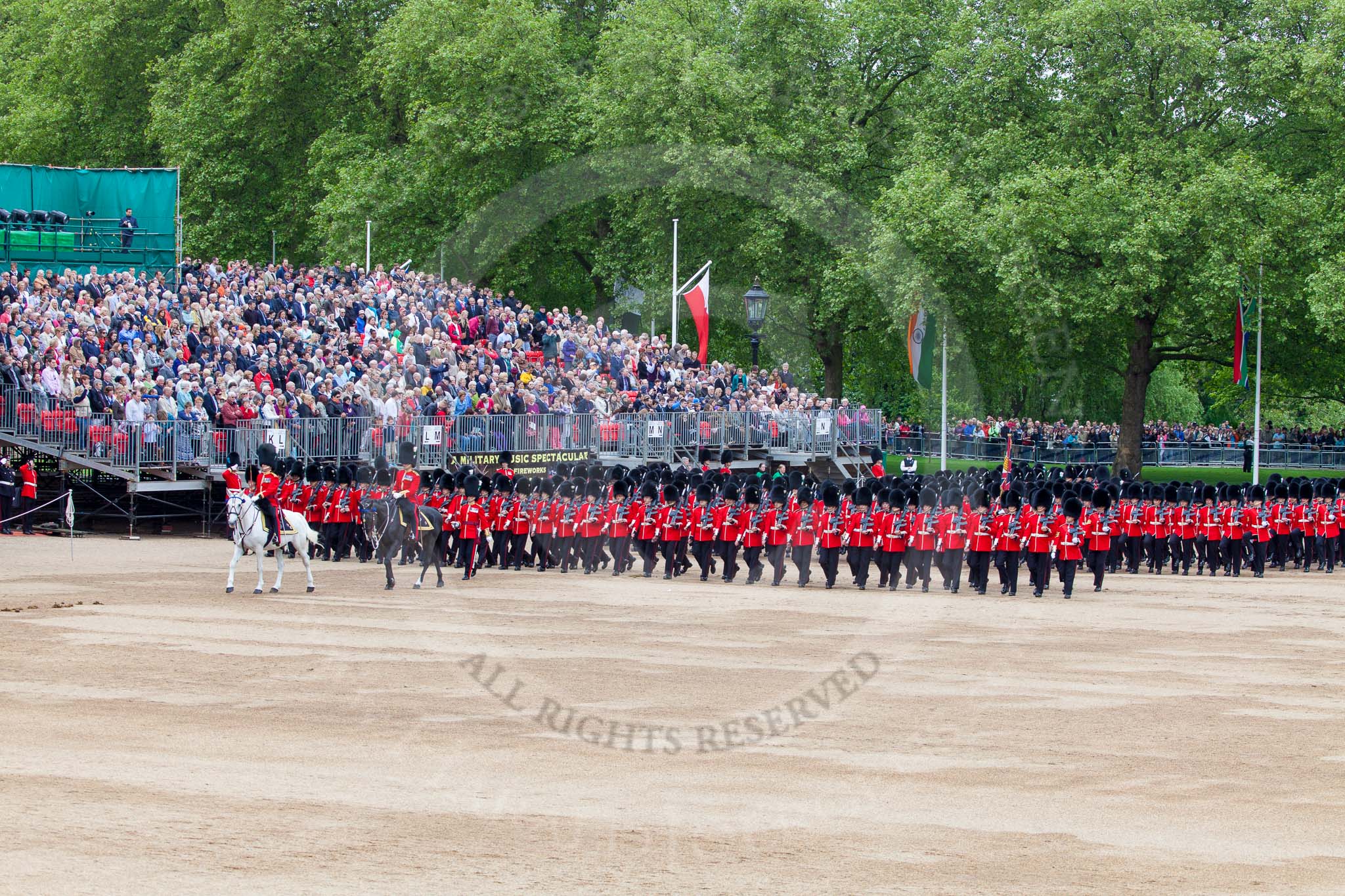 Major General's Review 2013: The March Past in Quick Time - No.1 Guard, the Escort to the Colour, following the Field Officer and the Major of the Parade..
Horse Guards Parade, Westminster,
London SW1,

United Kingdom,
on 01 June 2013 at 11:41, image #533