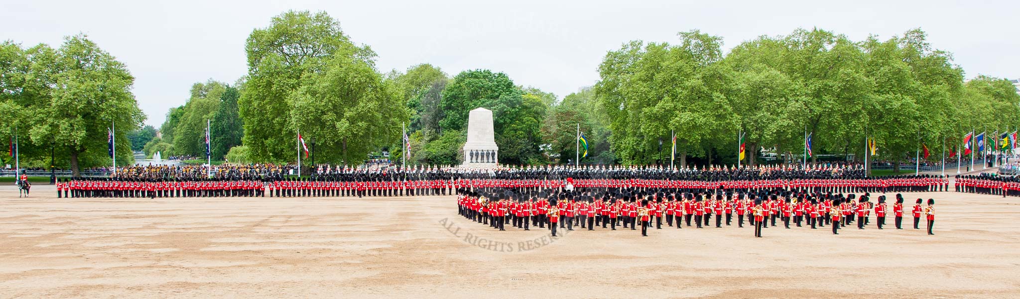 Major General's Review 2013: At the end of the March Past in Quick Time, all five guards on the northern side of Horse Guards Parade peform a ninety-degree-turn at the same time..
Horse Guards Parade, Westminster,
London SW1,

United Kingdom,
on 01 June 2013 at 11:47, image #561
