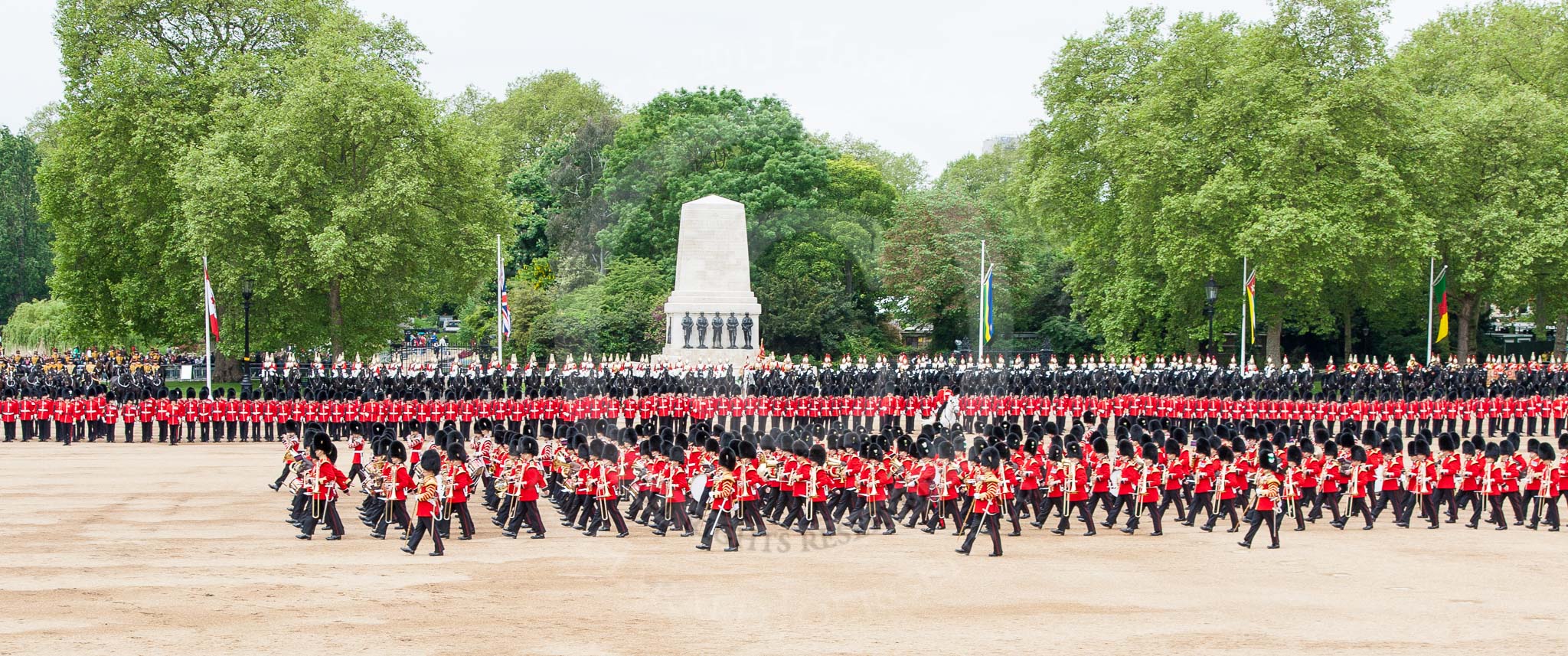 Major General's Review 2013: The Massed Band march away to leave room for  the Mounted Bands..
Horse Guards Parade, Westminster,
London SW1,

United Kingdom,
on 01 June 2013 at 11:48, image #565