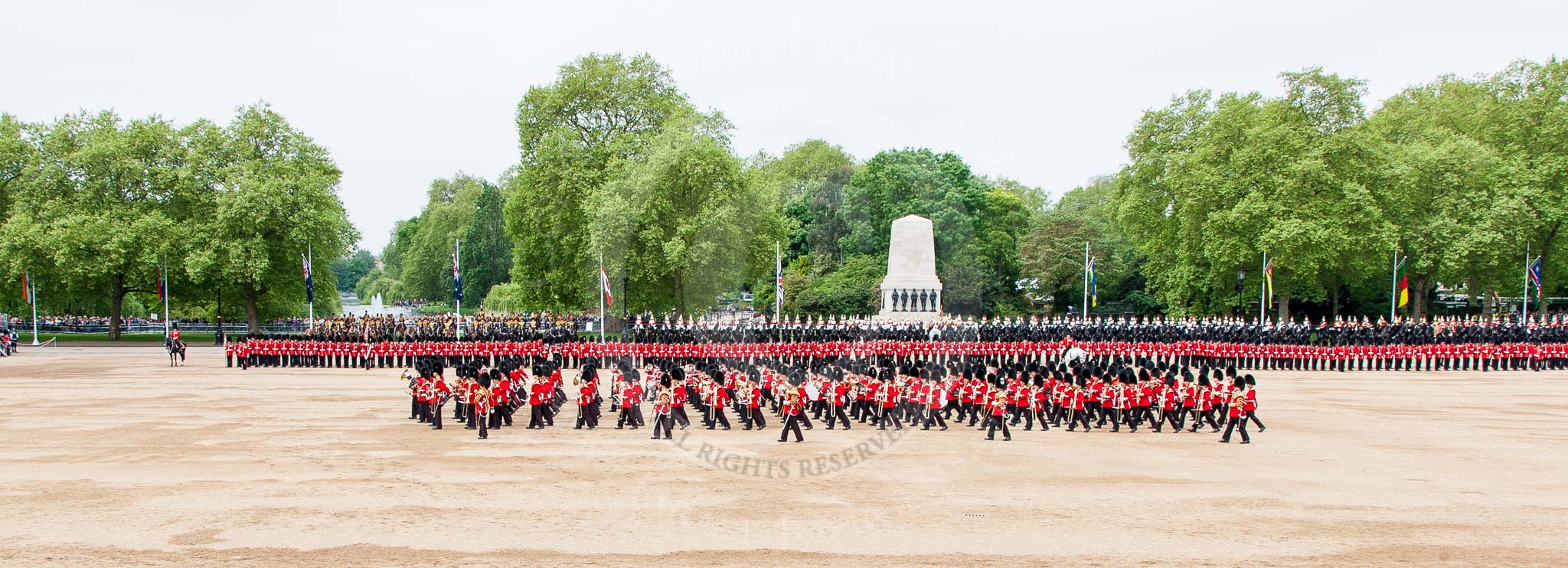 Major General's Review 2013: The Massed Band march away to leave room for  the Mounted Bands..
Horse Guards Parade, Westminster,
London SW1,

United Kingdom,
on 01 June 2013 at 11:49, image #566