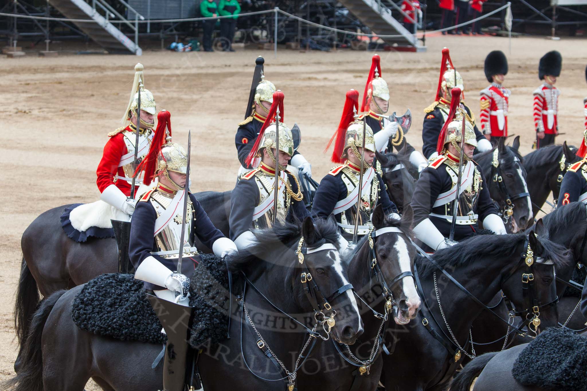 Major General's Review 2013: The Third and Forth Divisions of the Sovereign's Escort, The Blues and Royals, during the Ride Past..
Horse Guards Parade, Westminster,
London SW1,

United Kingdom,
on 01 June 2013 at 11:53, image #631