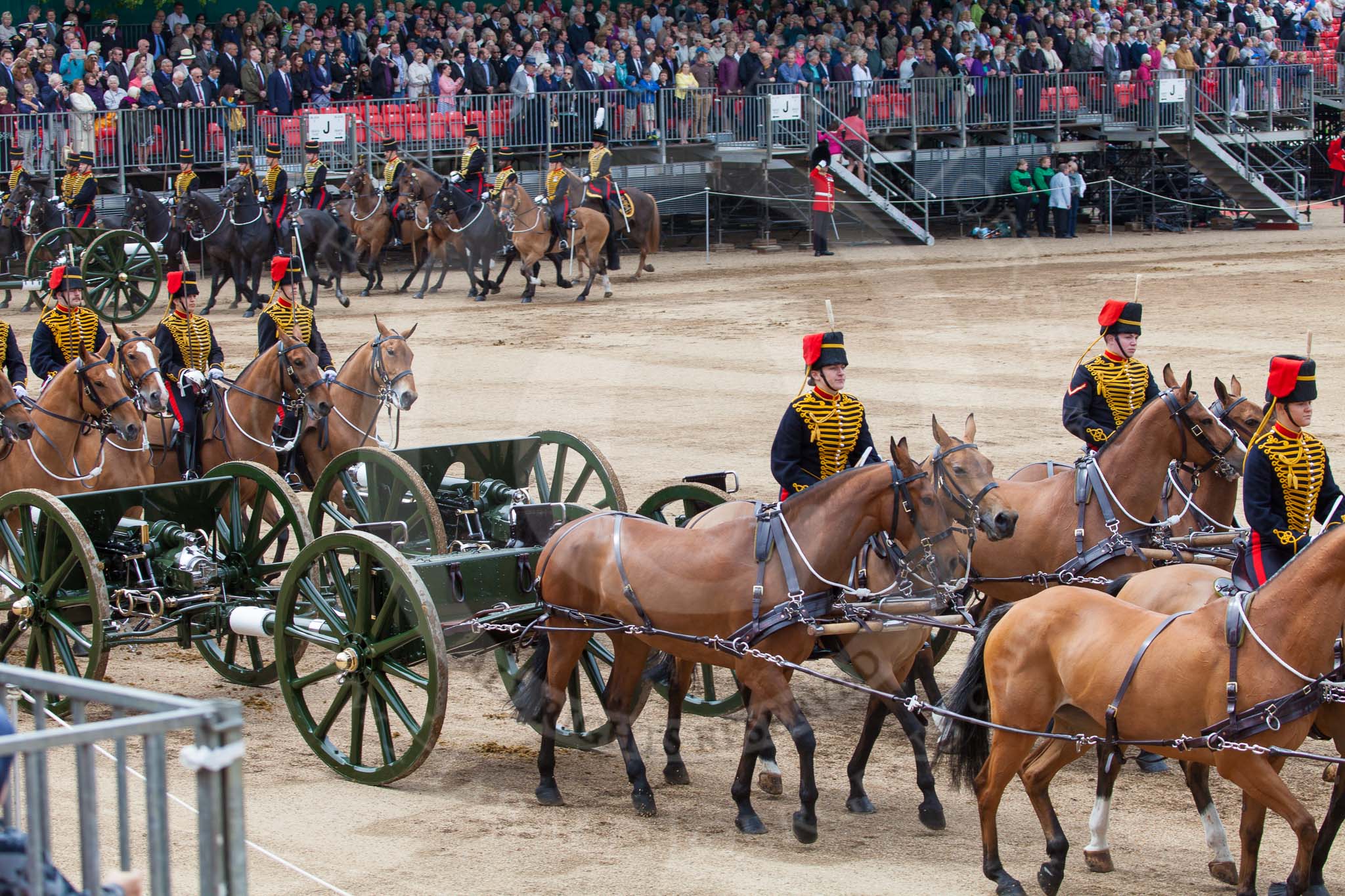 Major General's Review 2013: The Ride Past - the King's Troop Royal Horse Artillery, here two of the WWI 13-pounder field guns..
Horse Guards Parade, Westminster,
London SW1,

United Kingdom,
on 01 June 2013 at 11:56, image #642