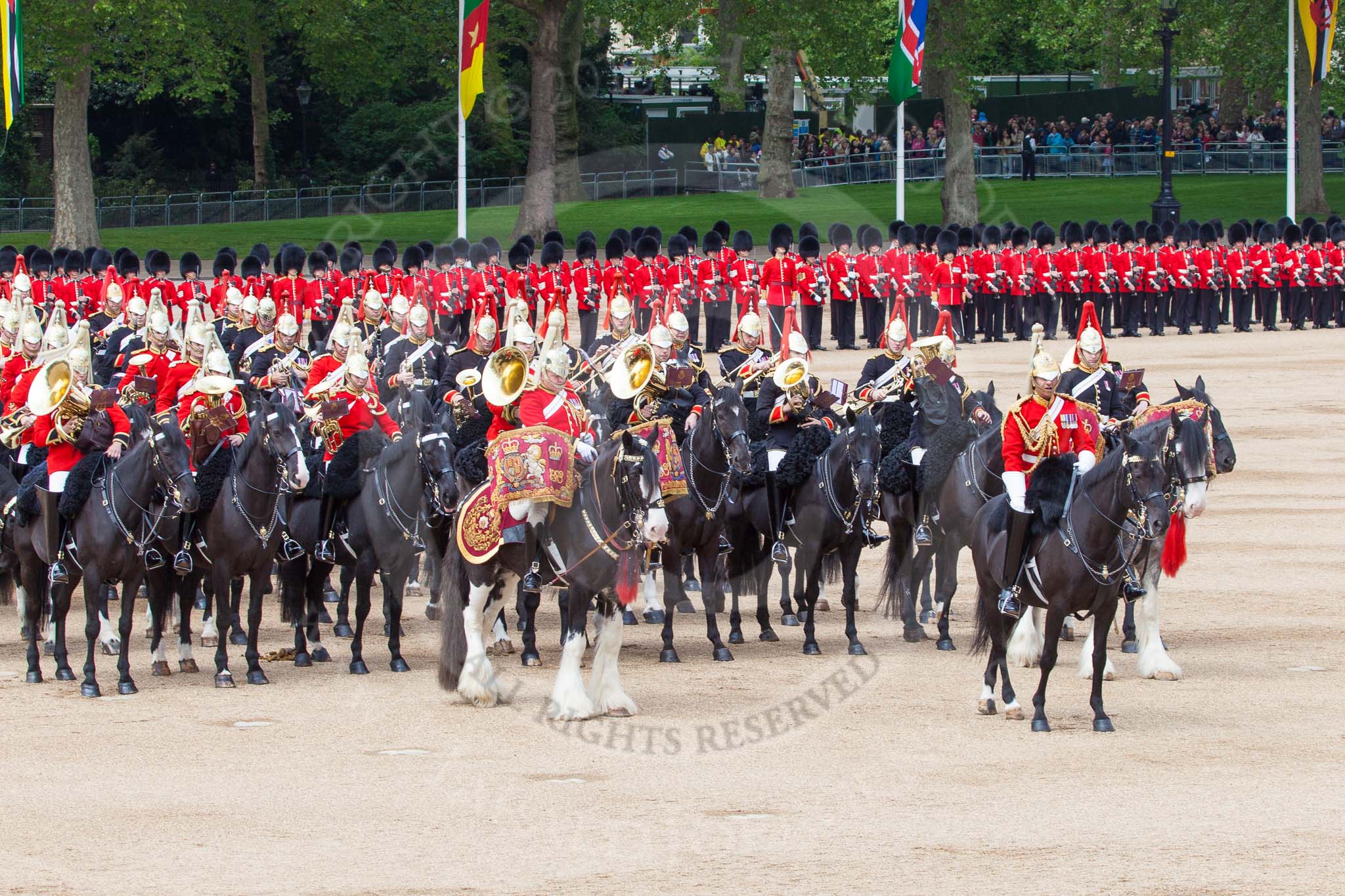 Major General's Review 2013: The Mounted Bands of the Household Cavalry during the Ride Past..
Horse Guards Parade, Westminster,
London SW1,

United Kingdom,
on 01 June 2013 at 11:57, image #659