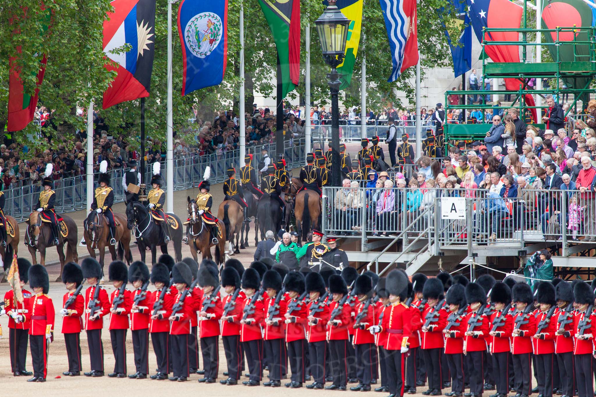 Major General's Review 2013: The King's Troop Royal Horse Artillery are waiting on Horse Guards Road to march off via The Mall..
Horse Guards Parade, Westminster,
London SW1,

United Kingdom,
on 01 June 2013 at 11:59, image #669