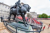 Major General's Review 2013: The equestrian statue of Field Marshal Frederick Sleigh Roberts on the western side of Horse Guards Parade, with the stand for the media built around it..
Horse Guards Parade, Westminster,
London SW1,

United Kingdom,
on 01 June 2013 at 09:27, image #7