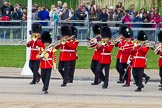 Major General's Review 2013: Drum Major Neill Lawman, Welsh Guards, leading the Band of the Welsh Guards onto Horse Guards Parade, along the line of spectators at St James's Park..
Horse Guards Parade, Westminster,
London SW1,

United Kingdom,
on 01 June 2013 at 10:31, image #115
