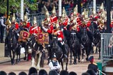 Major General's Review 2013: The Mounted Bands of the Household Cavalry are marching down Horse Guards Road as the third element of the Royal Procession..
Horse Guards Parade, Westminster,
London SW1,

United Kingdom,
on 01 June 2013 at 10:56, image #226
