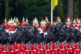 Major General's Review 2013: Next in the Royal Procession are the First and Second Division of the Sovereign's Escort, The Life Guards, here riding down Horse Guards Road passing The Mounted Bands of the Household Cavalry..
Horse Guards Parade, Westminster,
London SW1,

United Kingdom,
on 01 June 2013 at 10:58, image #236