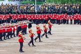 Major General's Review 2013: The Massed Band Troop begins with the slow march - the Waltz from Les Huguenots. No. 1 Guard, the Escort for the Colour with the Ensign in the centre, and the King's Troop Royal Horse Artillery can be seen on top of the image..
Horse Guards Parade, Westminster,
London SW1,

United Kingdom,
on 01 June 2013 at 11:08, image #315