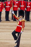 Major General's Review 2013: Drum Major Tony Taylor, Coldstream Guards, leading the Band of the Irish Guards..
Horse Guards Parade, Westminster,
London SW1,

United Kingdom,
on 01 June 2013 at 11:10, image #323