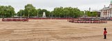 Major General's Review 2013: A wide angle overview of Horse Guards Parade. on the left, No. 1 Guard (Escort for the Colour),1st Battalion Welsh Guards is moving forward to receive the Colour..
Horse Guards Parade, Westminster,
London SW1,

United Kingdom,
on 01 June 2013 at 11:16, image #373