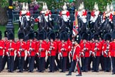 Major General's Review 2013: The Escort to the Colour has trooped the Colour past No. 2 Guard, 1st Battalion Welsh Guards, and is now almost back to their initial position, when they were the Escort for the Colour..
Horse Guards Parade, Westminster,
London SW1,

United Kingdom,
on 01 June 2013 at 11:25, image #436