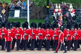 Major General's Review 2013: The Escort to the Colour has trooped the Colour past No. 2 Guard, 1st Battalion Welsh Guards, and is now almost back to their initial position, when they were the Escort for the Colour..
Horse Guards Parade, Westminster,
London SW1,

United Kingdom,
on 01 June 2013 at 11:25, image #437