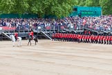 Major General's Review 2013: The March Past in Slow Time - Field Officer and Major of the Parade leading the six guards around Horse Guards Parade..
Horse Guards Parade, Westminster,
London SW1,

United Kingdom,
on 01 June 2013 at 11:32, image #473