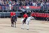Major General's Review 2013: The Field Officer in Brigade Waiting, Lieutenant Colonel Dino Bossi, Welsh Guards, and the Major of the Parade, Major H G C Bettinson, Welsh Guards, leading the March Past..
Horse Guards Parade, Westminster,
London SW1,

United Kingdom,
on 01 June 2013 at 11:32, image #475