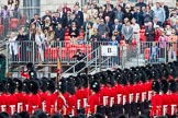 Major General's Review 2013: No. 1 Guard, the Escort to the Colour),1st Battalion Welsh Guards, with the Ensign carrting the Colour behind the lines of guardsmen, during the March Past..
Horse Guards Parade, Westminster,
London SW1,

United Kingdom,
on 01 June 2013 at 11:37, image #517